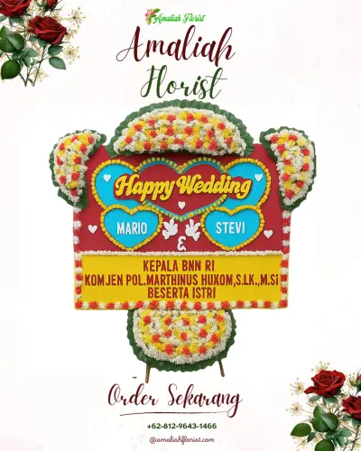 Karangan Papan Bunga Pernikahan di Krobokan